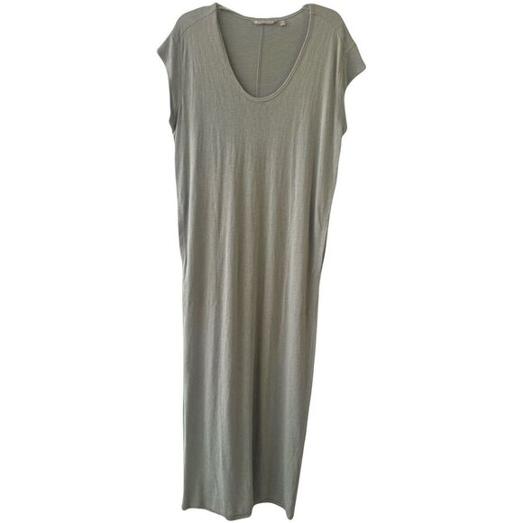 Athleta Martinique Maxi Dress Slub Knit Pockets Size M Green Summer Beachy - Picture 1 of 10